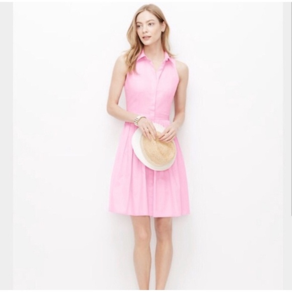 Ann Taylor Pink Pleated Shirt Dress, 2